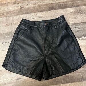 Free People Black High Waist faux Leather Shorts size 0